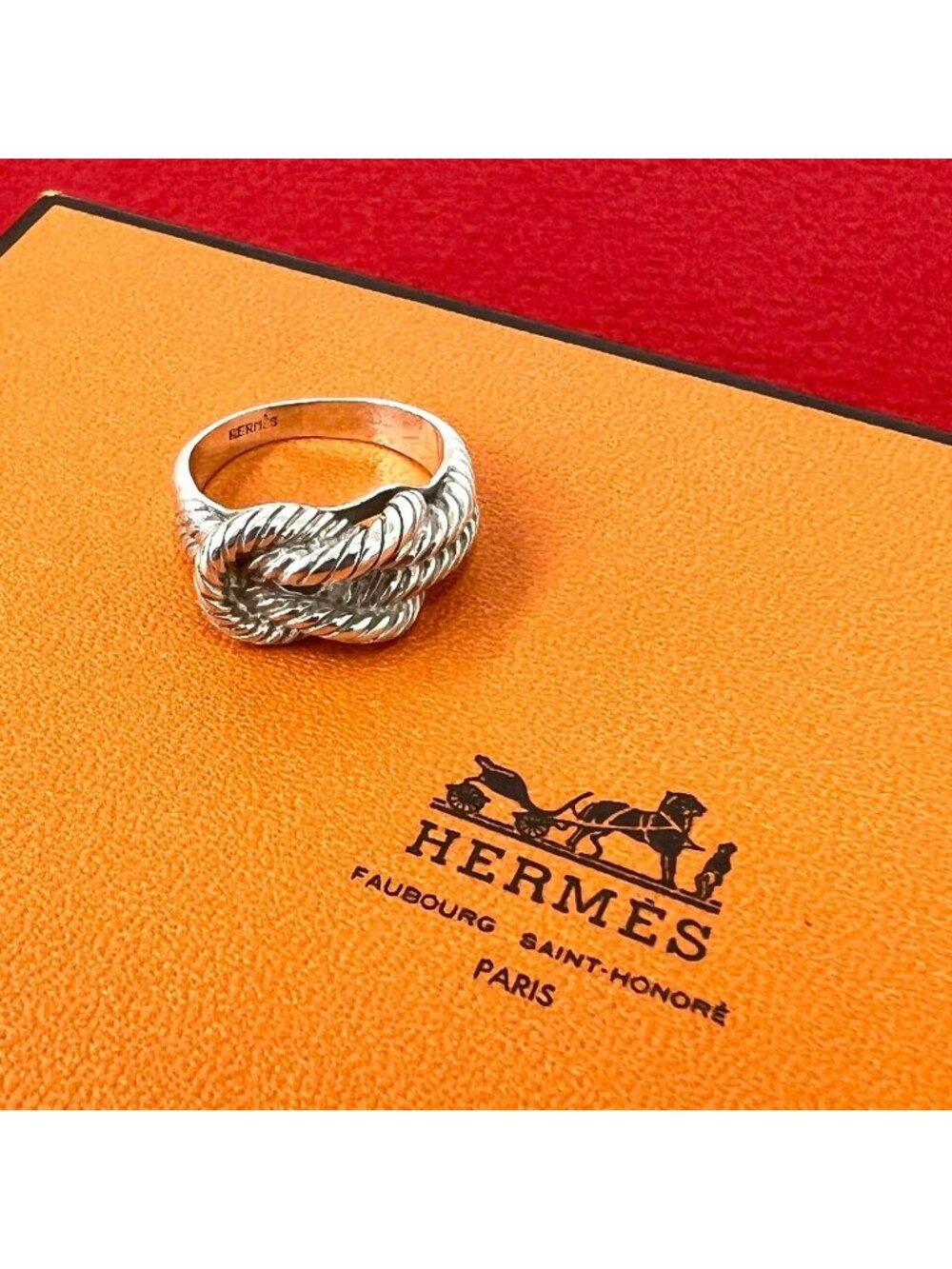 Hermes Vintage Audienne Ring 925 Sterling Silver